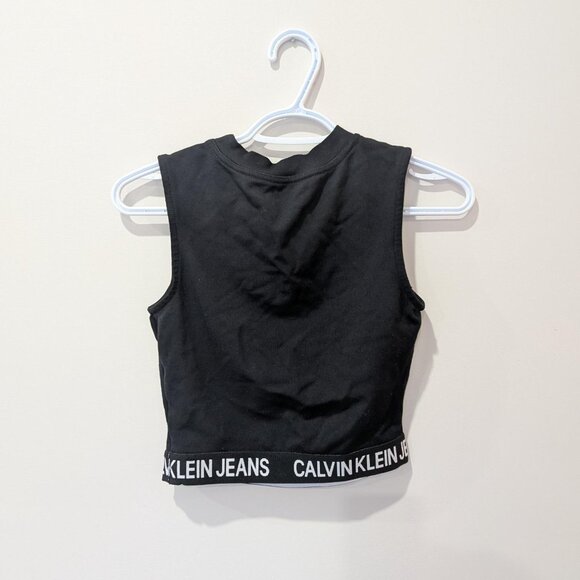 Calvin Klein Black Milano Jersey Tank Top Athleisure Women's XS Streetwear - Picture 2 of 7